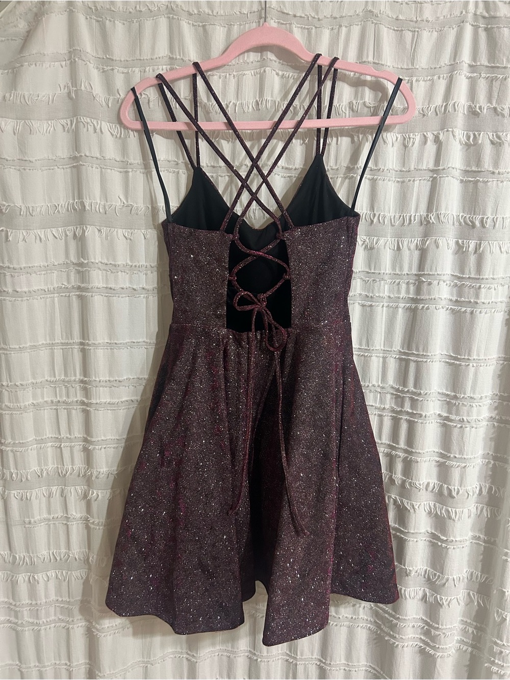 Sparkle Black-Pink Strappy Fit & Flare Dress - Picture 2 of 6